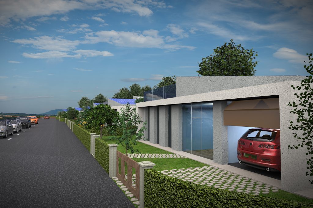 Villaggio orizzontale render 3d